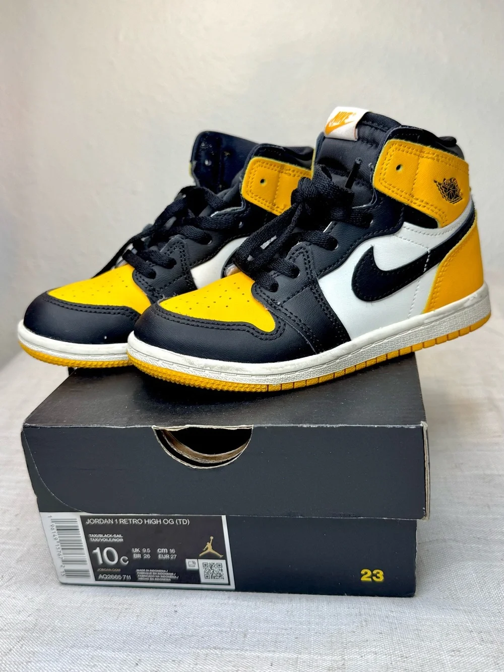 Nike Kids Air Jordan 1 High OG TD - Taxi Black/Yellow/White